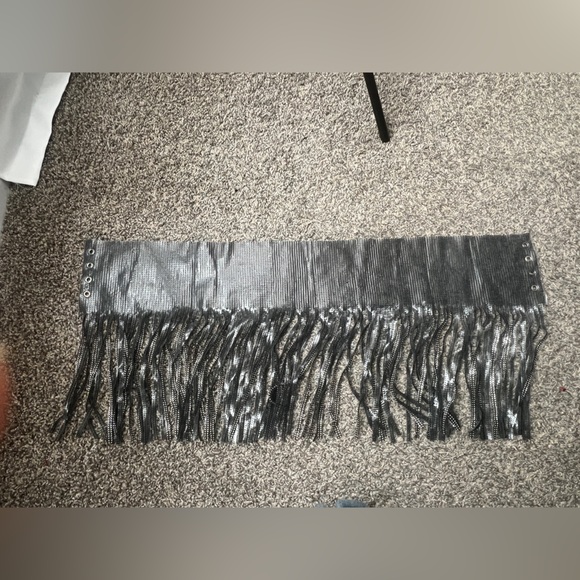 Metallic silver Festival Ready Rhinestone Fringe Skirt - Picture 6 of 10